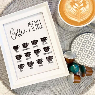 Kaffee Menü Küche einfache Wand Wohnkultur Druck