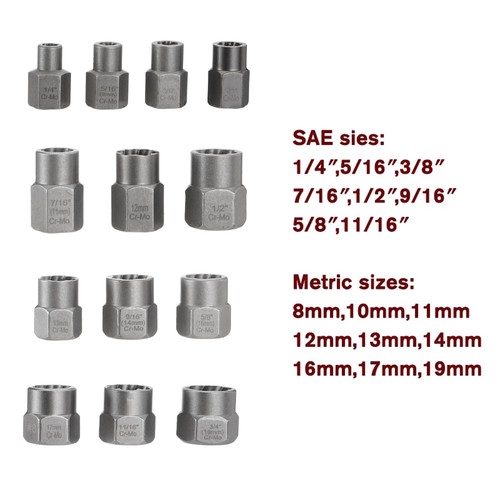 13x Impact Damaged Bolt Nut Screw Remover Tool Kit Socket Threading Extractor AU - Picture 3 of 18