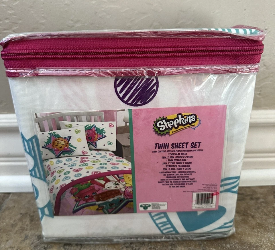 SHOPKINS 3-pieces Children's Twin Sheet Set Fitted & Flat Sheets + Pillowcase - Image 2 of 2