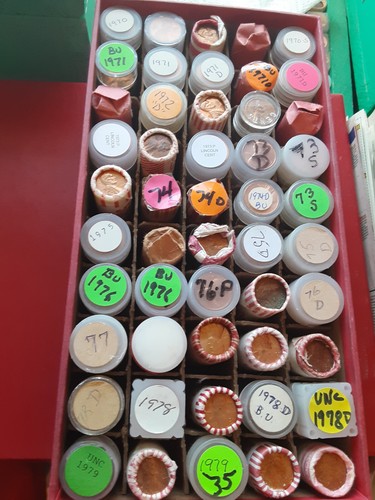 50 roll box of UN-circulated Lincoln Memorial Cents. 1970-P to 1979-D.