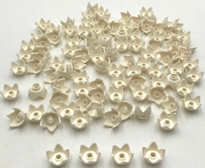 Lego 100 New White Minifigure Headgear Crown Eggshell w/ 5 Points Parts
