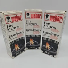 NEW 3 Boxes Of Weber Lighter Cubes 24 Cubes Per Box 72 Total Cubes Fire Starter