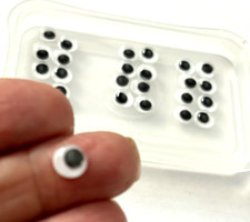 VTG New LOT of 11 PAIR Black 1/4" GOOGLY Wiggle EYES Glue On Craft Doll Google