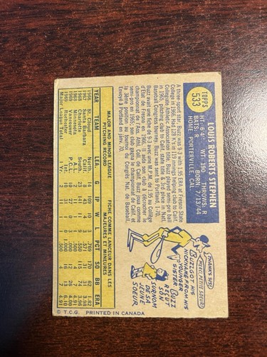 Bug Stephen Seattle Pilots #533 Tools Baseball Vintage Card Baseball - Picture 2 of 2