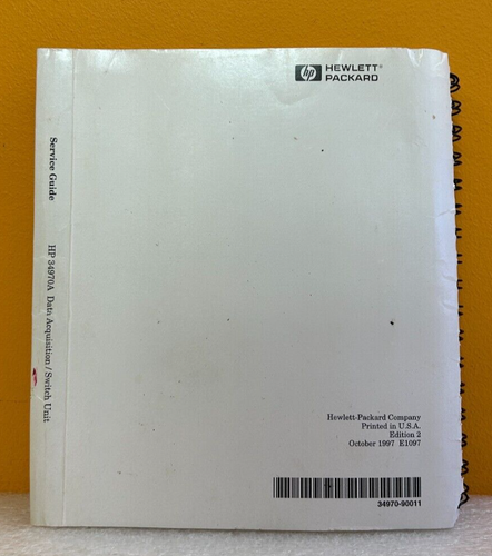 HP / Agilent 34970-90011 1997 Data Acquisition / Switch Unit Service Guide. - Picture 2 of 2