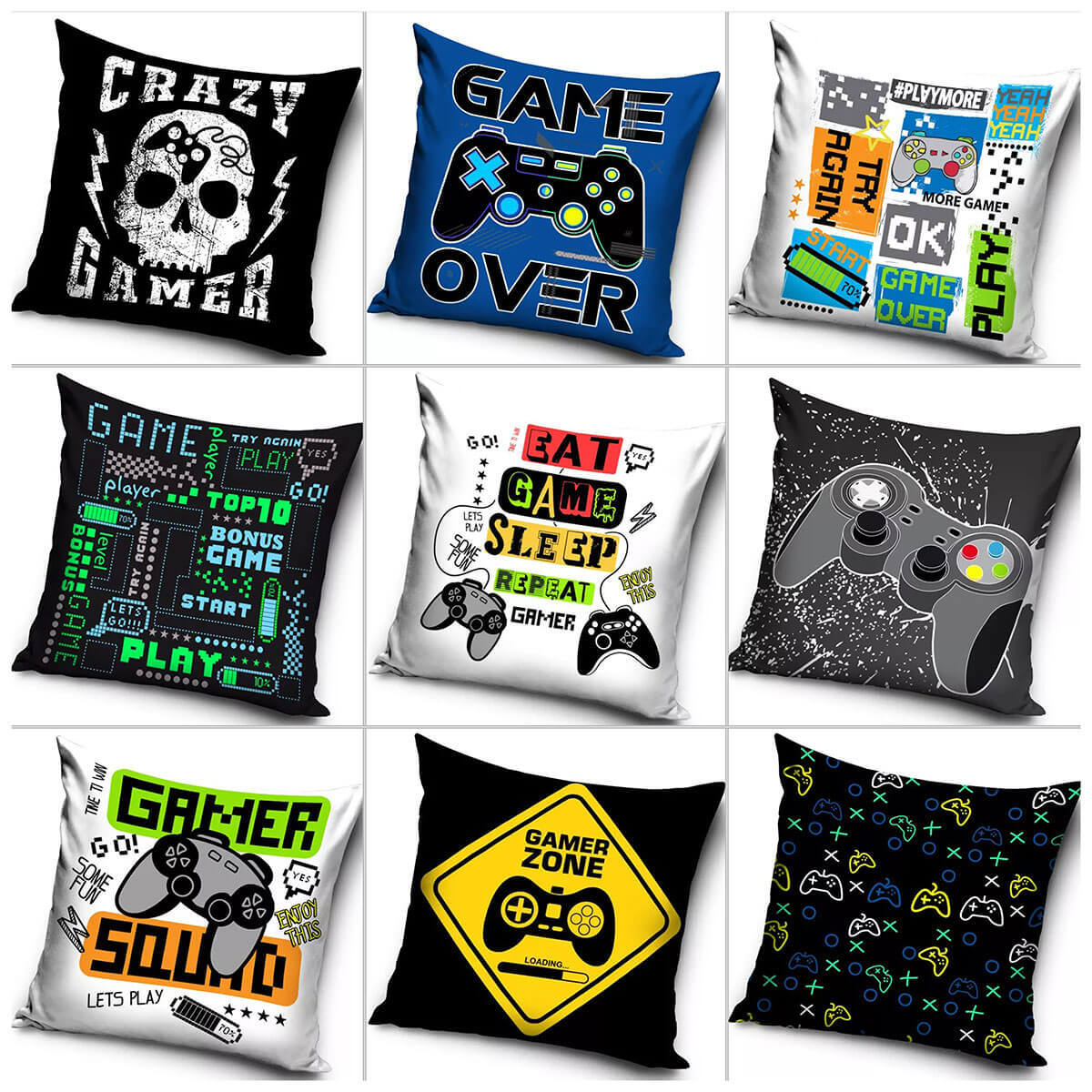 Gamer Cushion Covers Video Game Cushions Cases Sofa Bed Gaming Pillowcase Gift eBay