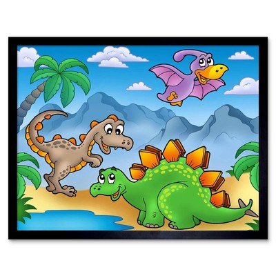 Kinderzimmer Dinosaurier Freunde Freunde Kinderzimmer 12 x 16 Zoll gerahmter Kunstdruck