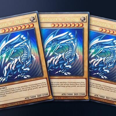 3x Blauäugiger Weißer Drache Neu Ultra Rare Holo Yugioh Deutsch