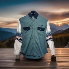 Vintage Southwestern 100 Cotton Express Rider Men  s Shirt Size M Aztec Cowboy