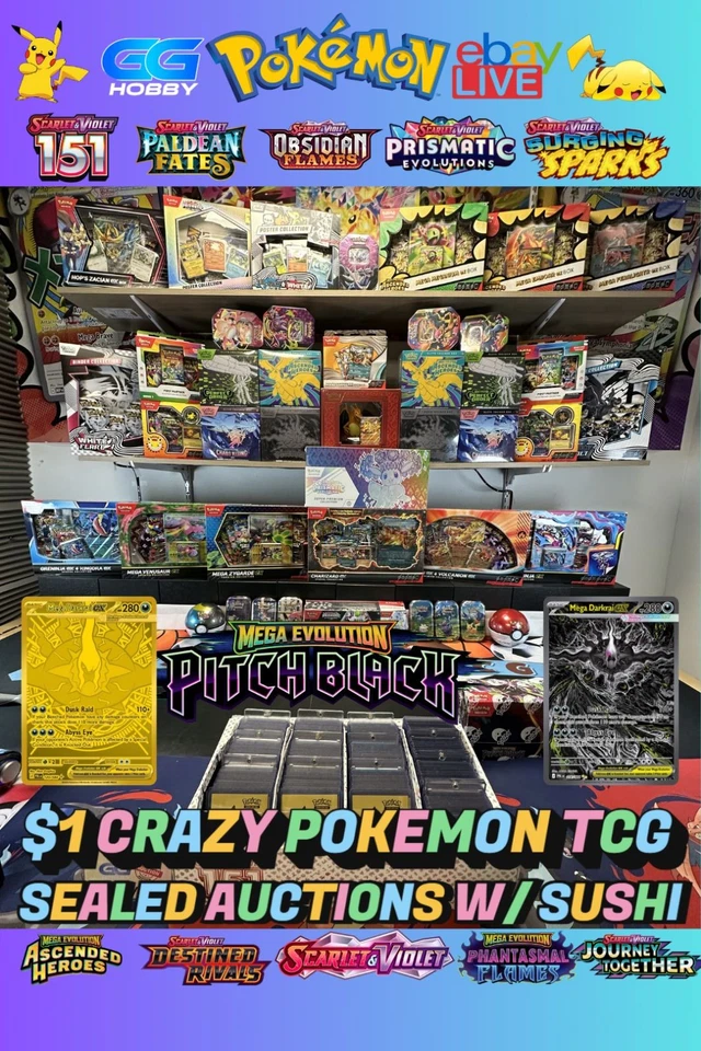 $1 POKEMON AUCTIONS 🔥PENNY DROPS W/ SUSHI 🍣