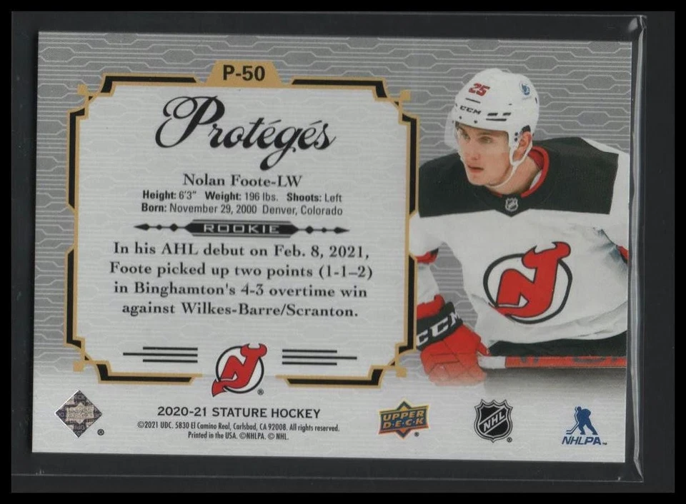 2020-21 Upper Deck Stature #P-50 Nolan Foote Proteges Green #/149 - Image 2 of 2