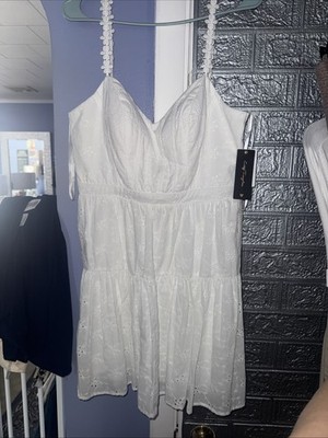 City Triangles XL IVORY White Mini Dress Lace Daisy Peplum Summer Sundress