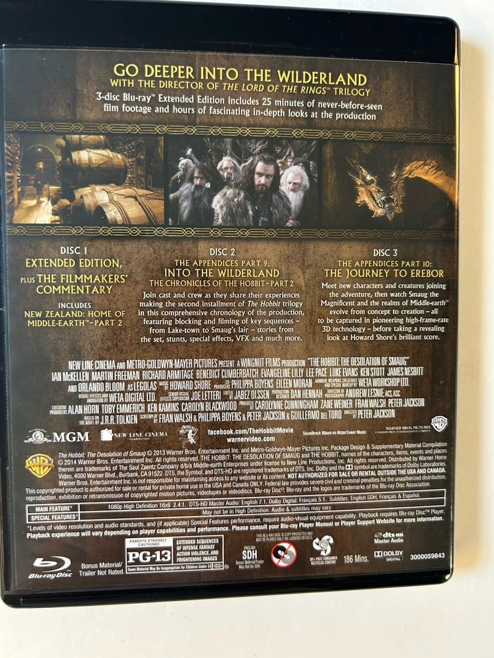 The Hobbit The Desolation of Smaug Extended Edition 3 Blu-ray set with Slipcover - Image 3 of 4