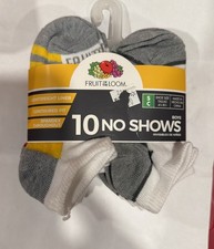 FRUIT OF THE LOOM BOYS NO SHOW SOCKS 10 PAIR SIZE Small New With Tags