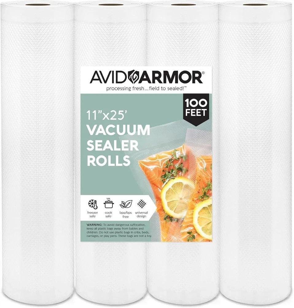 Avid Armor Vacuum Sealer Bags - 4 4 Rolls 11" x 25' Each, Clear
Opens in a new window or tab