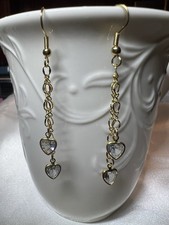 Heart Shape Cubic Zirconia Dangle Earrings 18K Gold Plated Dainty/Minimalist/Box