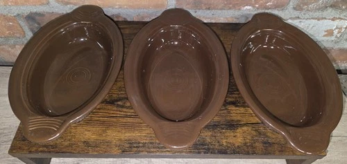 Lot of 3 Fiestaware 9" Chocolate Brown Individual Casarole Dishes Homer Laughlin
