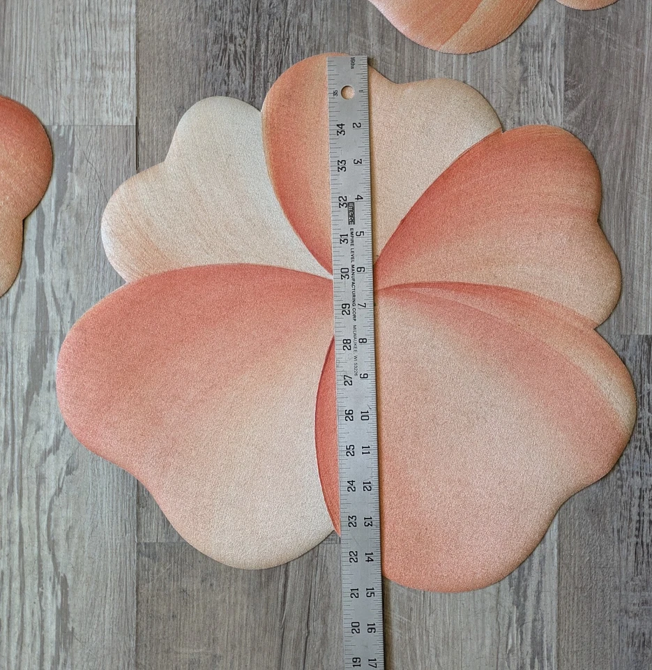 Vintage Pfirsichfarben Vinyl Kunststoff Plumeria Blumenform Tischsets 6er Set - Bild 4 von 4