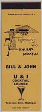 Vintage Matchbook Cover U & I Cocktail Lounge Traverse City MI Michigan