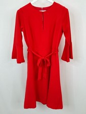 ANN TAYLOR NWT Fit N Flare Bell Sleeve Belted Size 6 Red Women Dress