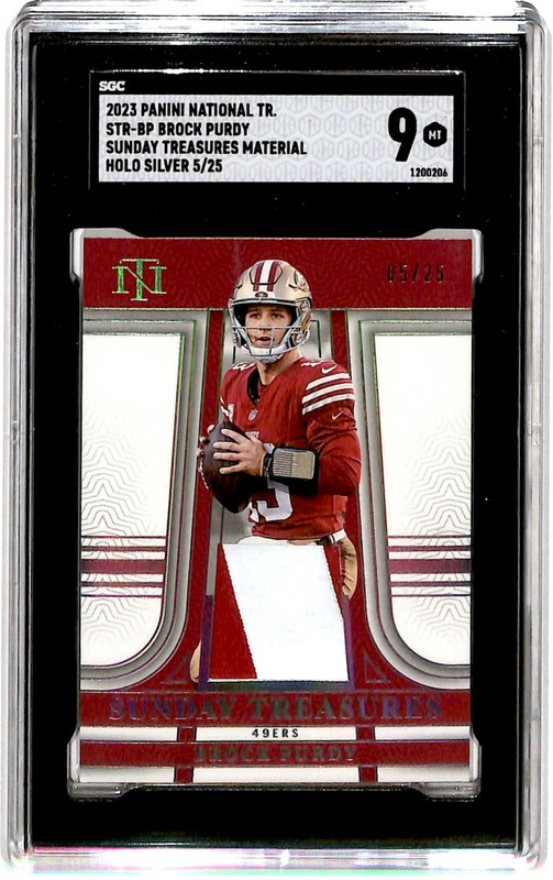 2023 National Treasures Sunday Prime Holo Silver 05/25 Brock Purdy SGC 9 SB6