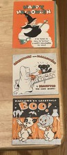 (3) 1930s, 1940s Halloween Vintage USED Greeting Cards Spooky Collection