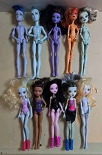 Monster High Lot of 10 Nude, Missing Hands, Incomplete For Parts Customization