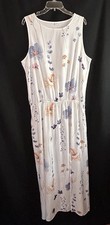 Shein Womens White Maxi Floral Print Sleeveless Ankle Length Dress Size XXL Plus