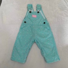 Vintage OshKosh Bgosh Mint Green Floral Corduroy Overalls 12M Made in USA
