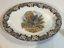 17.75 inch Turkey Platter, Churchill Wildlife, Myott Factory archive, mono-color