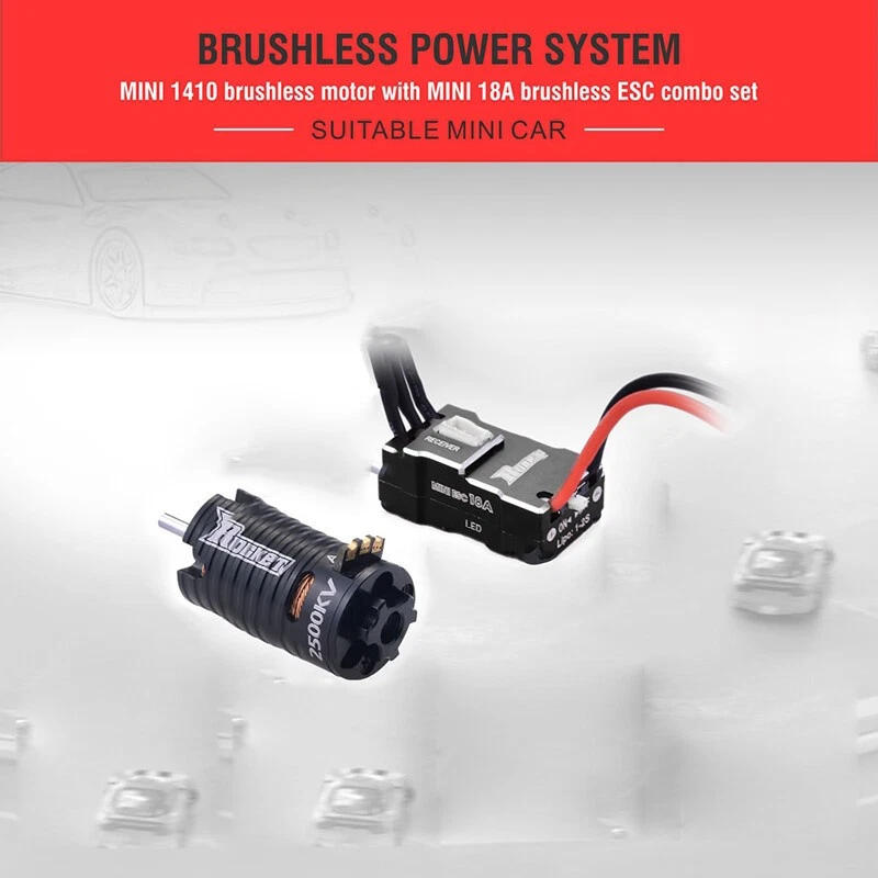 Rocket MINI 1410 2500KV Brushless Motor 18A ESC for Kyosho RC Mini-Z Drift Car - Image 2 of 4