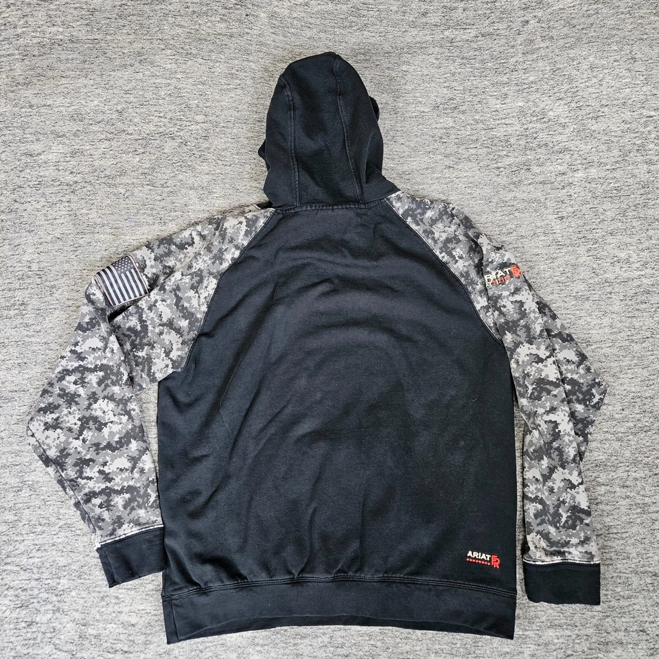 Sudadera con Capucha Ariat FR Patriot Work Para Hombre Mediana Negra Digi Camuflada Resistente al Fuego CAT 2 Foto 3 de 4