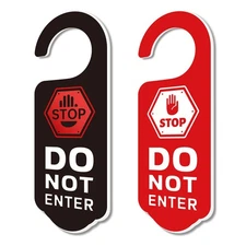 2 Pack Stop Do Not Enter Door Hanger Sign Door Hangings Acrylic Engraved Sign...
