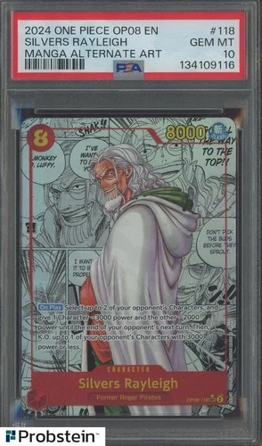 2024 One Piece OP08 EN Manga Alternate Art #118 Silvers Rayleigh PSA 10 GEM MINT