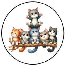 CATS SITTING ON TREE BRANCH ENVELOPE SEALS LABELS STICKERS PARTY FAVORS