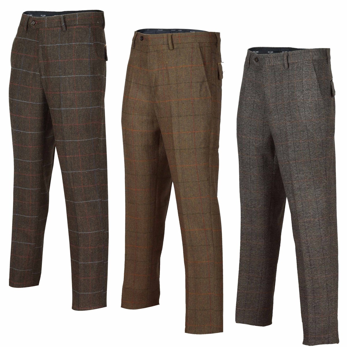 MensTonal Brown Check Vintage Herringbone Tweed Trousers Peaky Blinders  Style