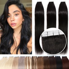 Seamless Tape in Human Hair Extensions Skin Weft Tape-on Real Thick Hair 80pcs A