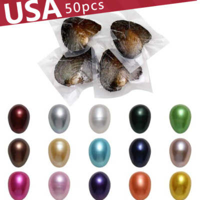50PCS 7-8mm Freshwater Pearl Oyster Cultured Love Wish Round Pearls Vacuum Pack 