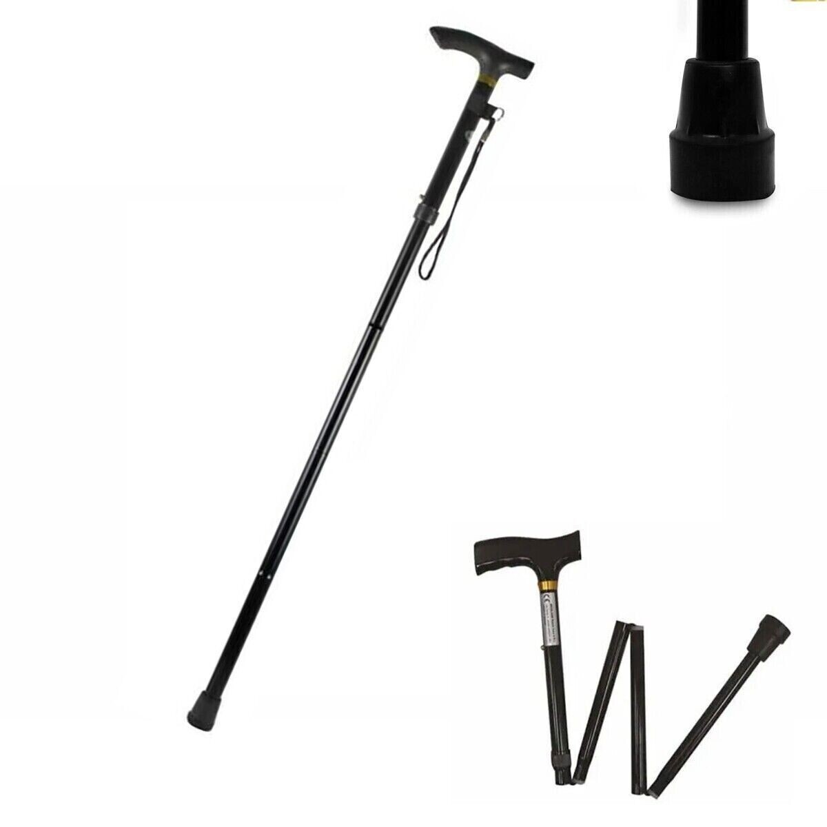 Bastone Pieghevole In Alluminio Leggero Per Anziani – Regolabile In Altezza (82-92 Cm) – Antiscivolo E Portatile – Perfetto Per Viaggi E Uso Quotidiano – Uomo E Donna – Colore: Nero