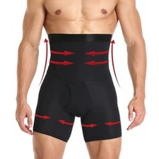 Mens Compression High Waist Boxer Shorts Body Shaper Girdle Pants Tummy Control