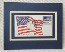 HONORING VETERANS - FLAG & STAMP - FIRST DAY COVER - MATTED STAMP ART - 1245