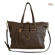 Authentic LOUIS VUITTON Brown Monogram Empreinte Leather Bastille MM Tote Bag