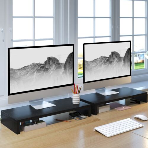 2 Pack Monitor Stand Riser20 Inch Wood Monitor Stand For Desk Tv/screen/pc/print - Picture 2 of 8