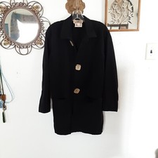 VINTAGE GENE EWING BIS WRINKLED RICH BLACK DENIM JACKET, MEDIUM