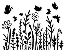 Really Great Stencils, Meadow Flowers  Friends 1, 4x6" Stencil, Tall Flower