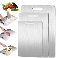 304 Stainless Steel Cutting Board Double-Sided Cutting Boards Kitchen Camping US
