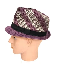 D&Y Men's Summer Weight Woven Hat 100% Paper Purple Gray OS