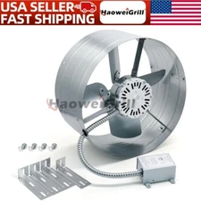 15 Inch Exhaust Fan,1600CFM 2400 SQF Low Noise Gable Vent Attic Fan w/Thermostat