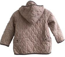 LULABEE Girls Hooded Quilted Coat Jacket Boho Brown Floral Cotton Corduroy Bias