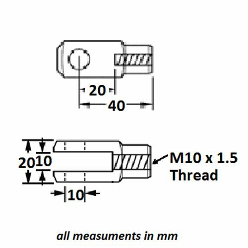 Clevis, M10 x 1.5 threads, 10mm pin, Short Length eBay